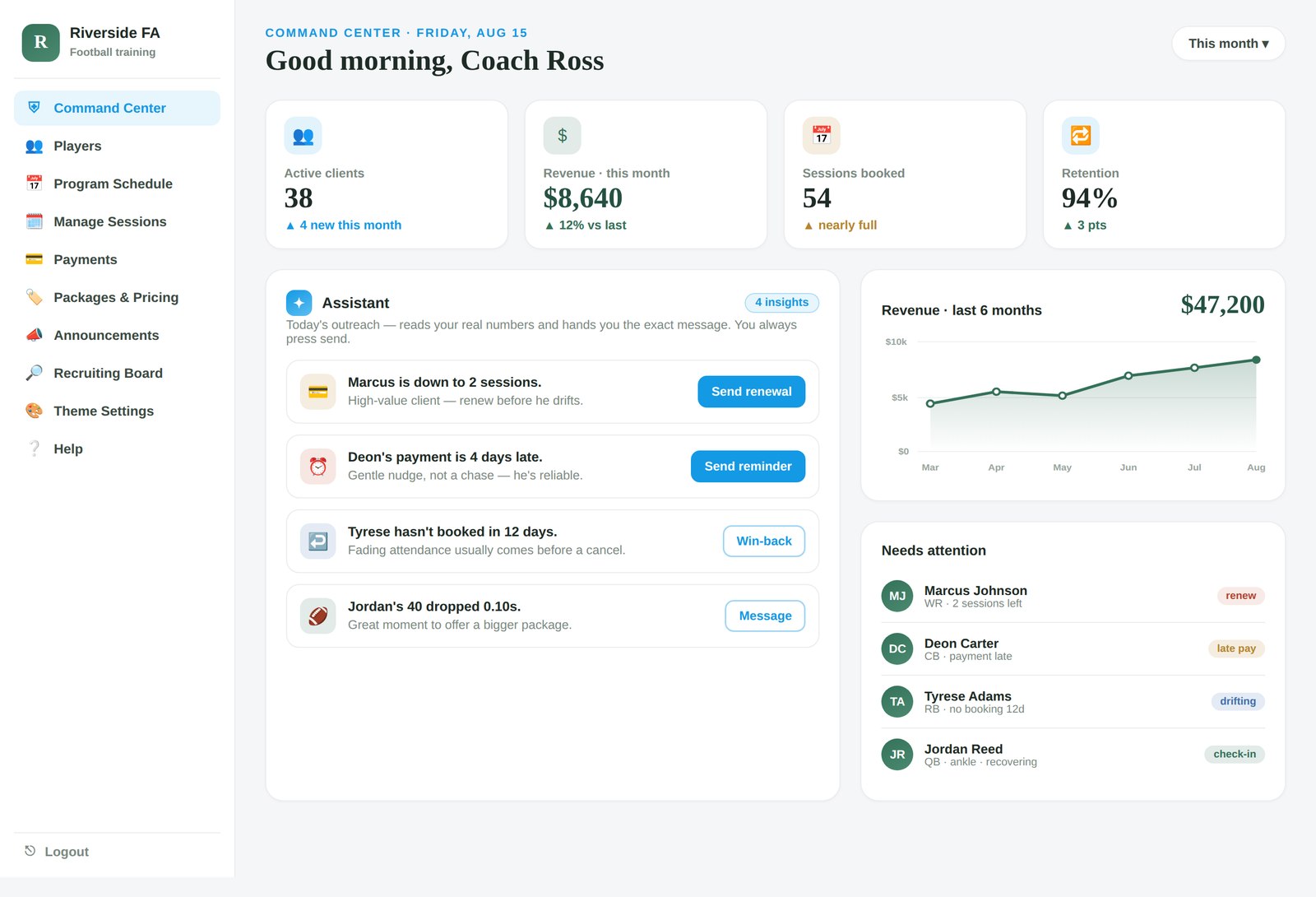 Command Center dashboard